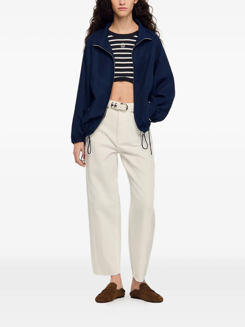  Sandro Drawstring High-neck Jacket - Blue 