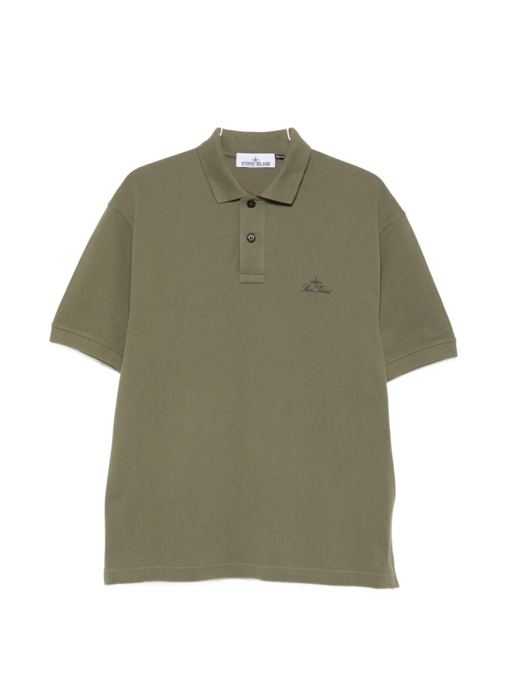 Stone Island buttoned embroidered polo shirt - Verde