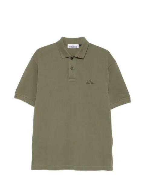 Stone Island buttoned embroidered polo shirt