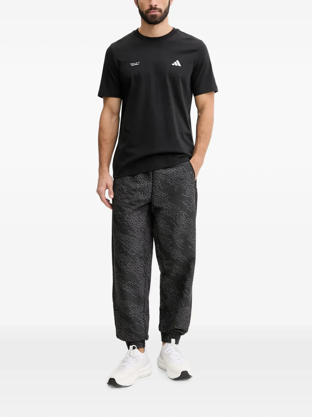 adidas AOP Power broek met drie strepen en print Zwart
