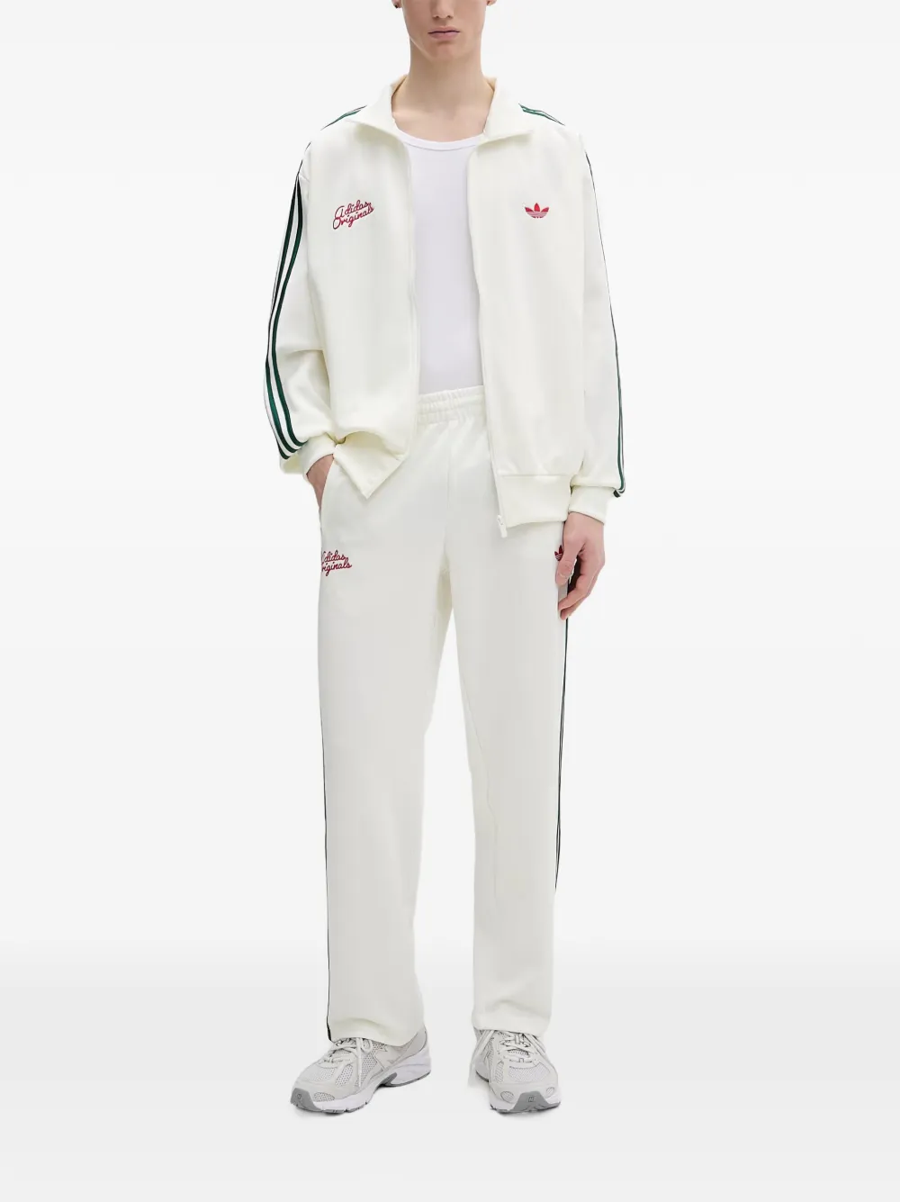 adidas Firebird stripe logo track pants Wit