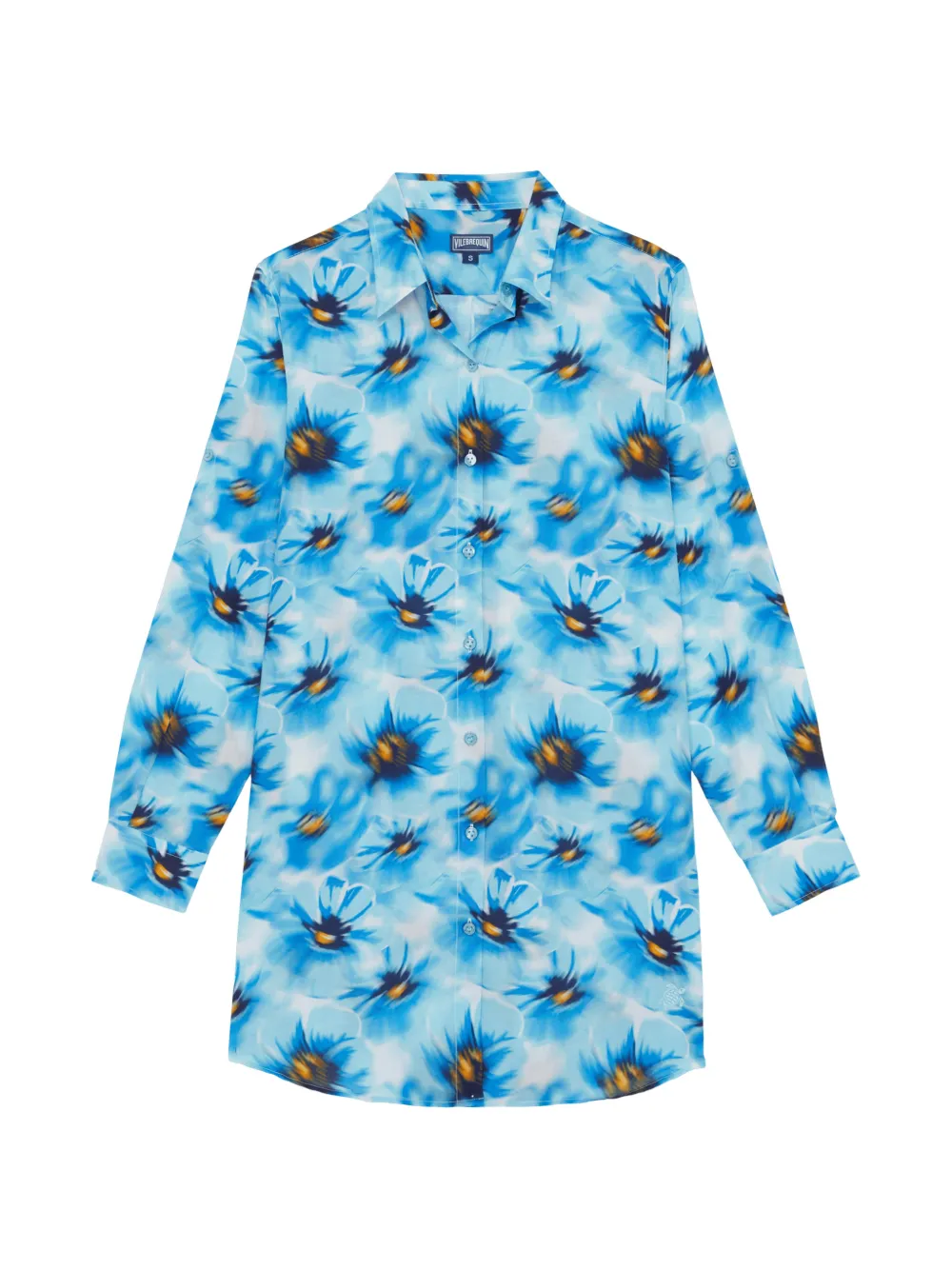 Vilebrequin long-sleeves floral shirt mini dress - Blue
