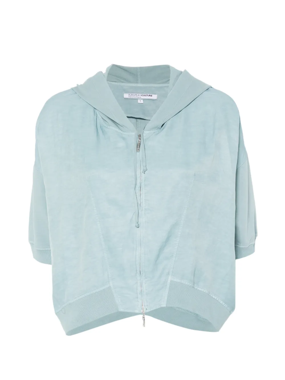 european culture hooded zip sweatshirt - Blu