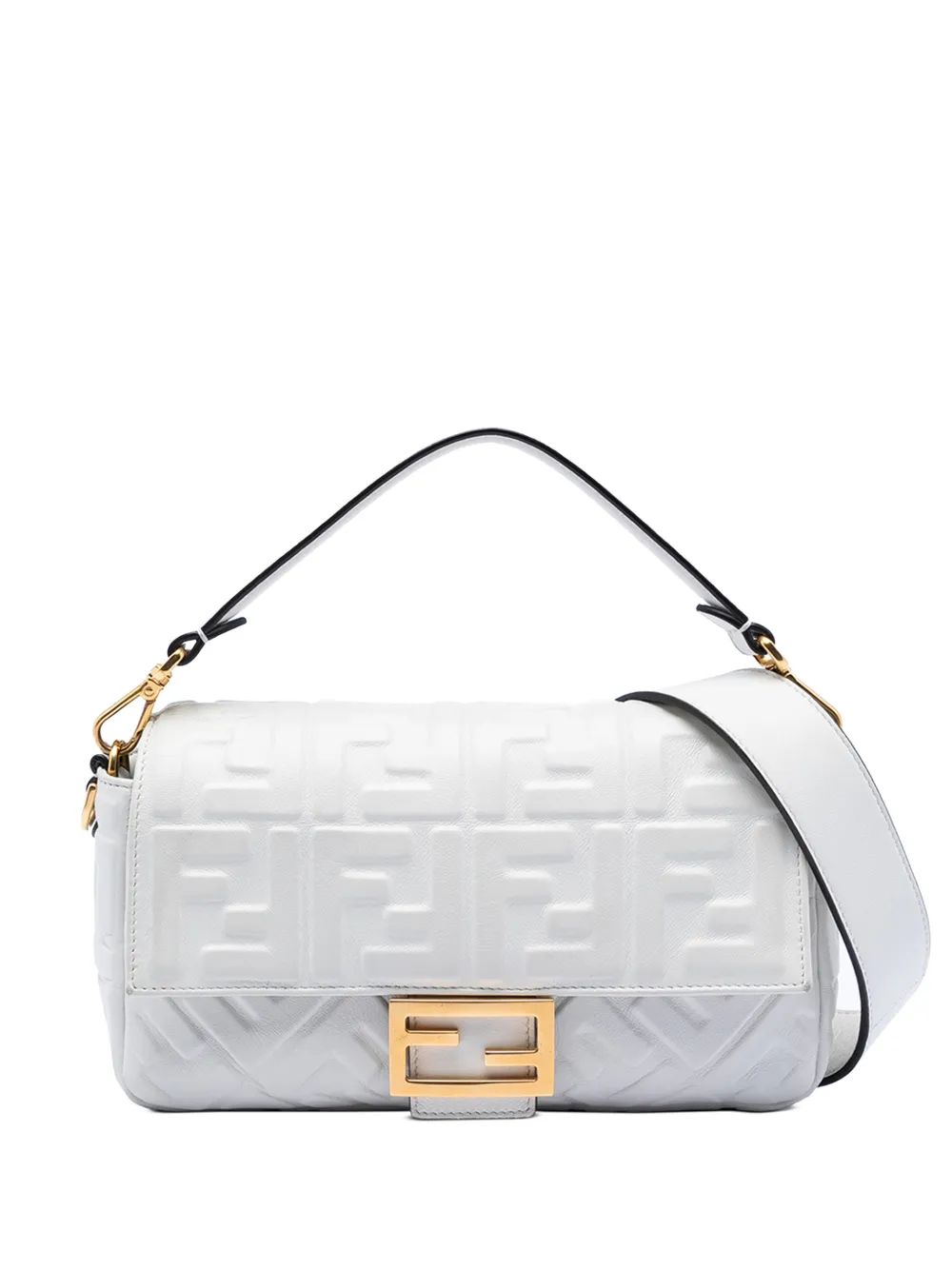 Fendi Pre-Owned 2010-2026 Zucca Embossed Leather Baguette satchel - Bianco