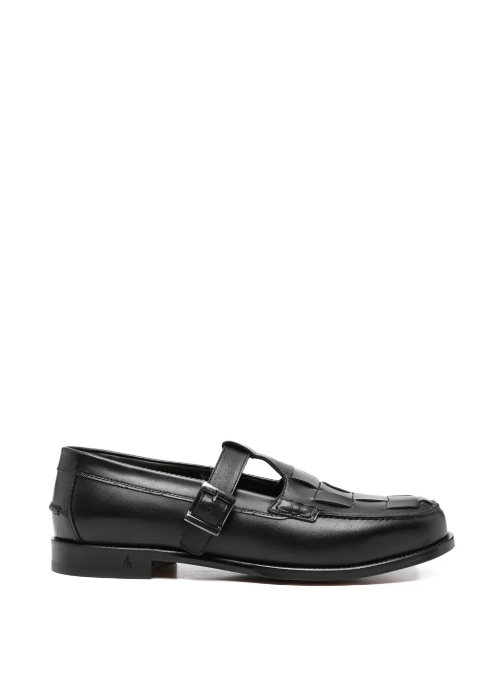 MORGILLO Martini buckled woven loafers - Nero