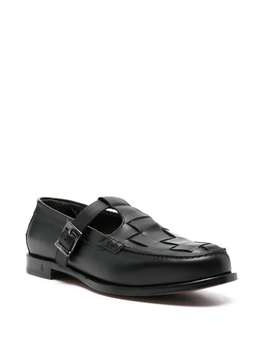 MORGILLO Martini geweven loafers met gespen Zwart