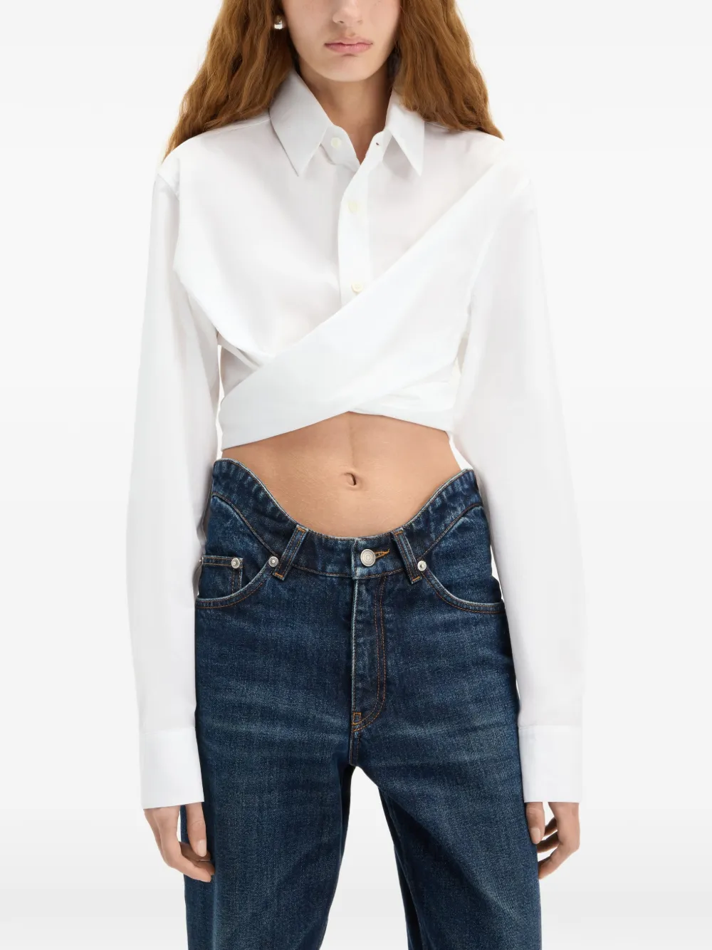 Jean Paul Gaultier The Cropped Cache-Coeur katoenen overhemd Wit