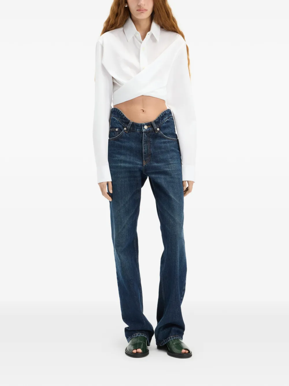 Jean Paul Gaultier The Cropped Cache-Coeur katoenen overhemd Wit