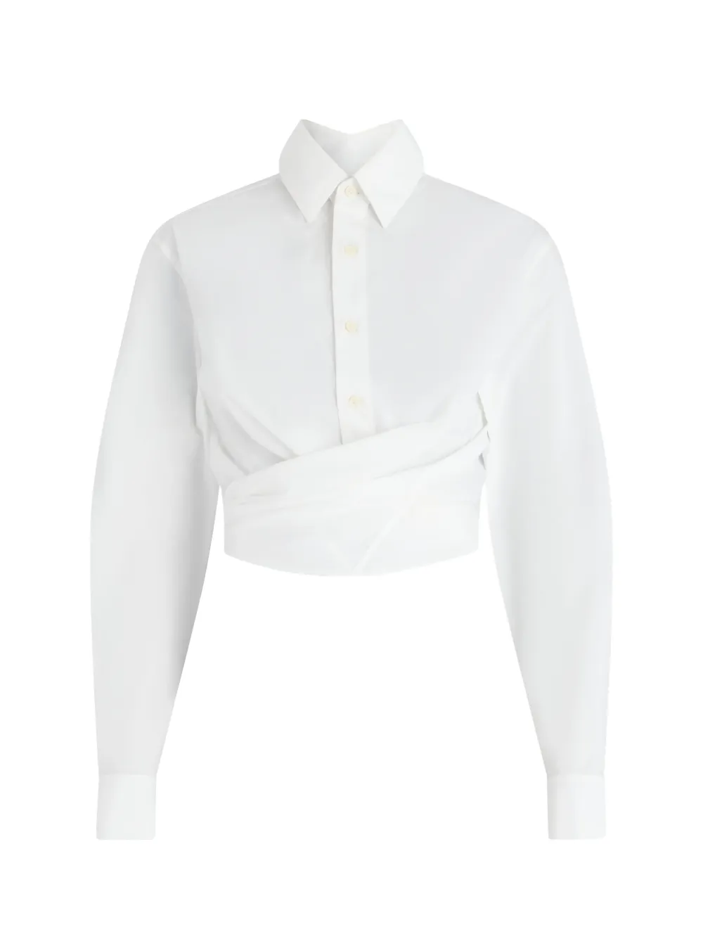 Jean Paul Gaultier The Cropped Wrap Cotton Shirt In White