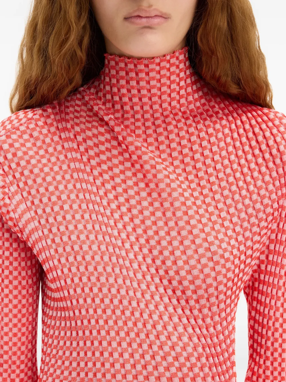 Jean Paul Gaultier The Gingham asymmetrische maxi-jurk Rood