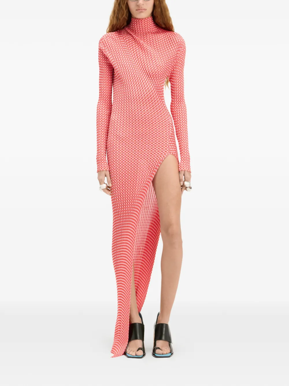 Jean Paul Gaultier The Gingham asymmetrische maxi-jurk Rood