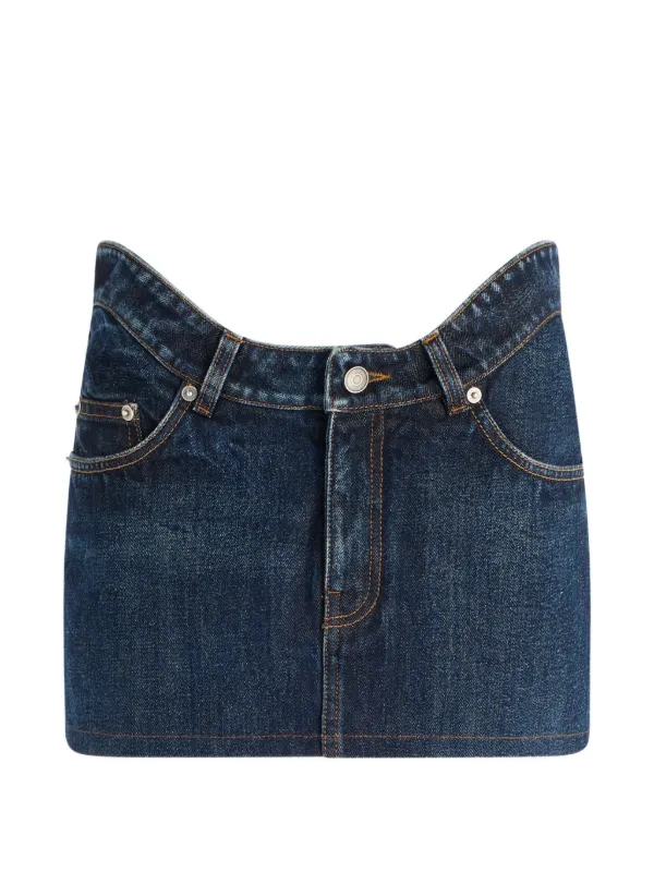 Jean Paul Gaultier The Curved Denim Mini Skirt in Blue