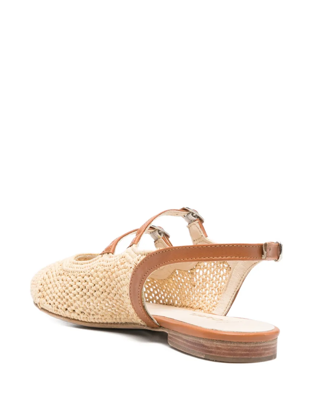 Carel Paris Balma buckle-strap woven flat pumps Beige