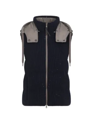 BRUNELLO CUCINELLI ワッフルニットフーディベスト Brunello Cucinelli フーデッド ニットベスト | レッド | FARFETCH JP