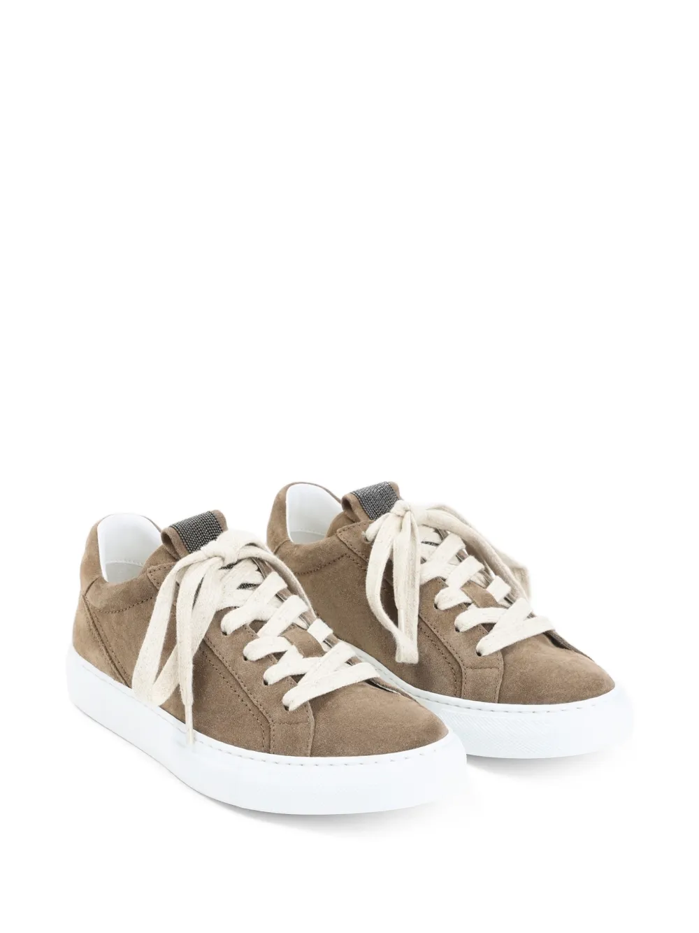 Brunello Cucinelli lace-up leather sneakers Beige
