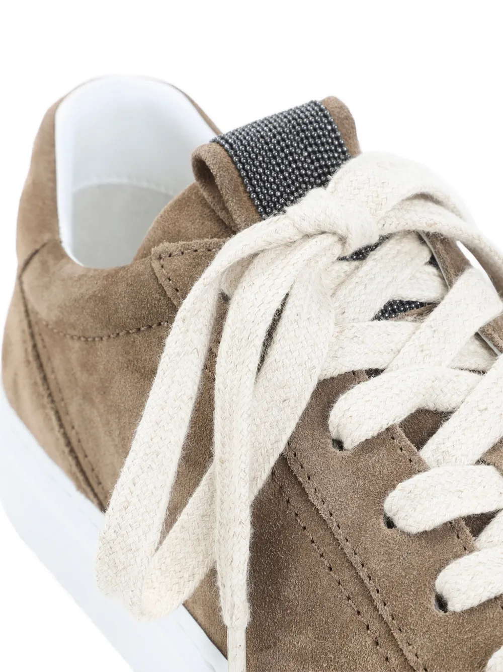 Brunello Cucinelli lace-up leather sneakers Beige