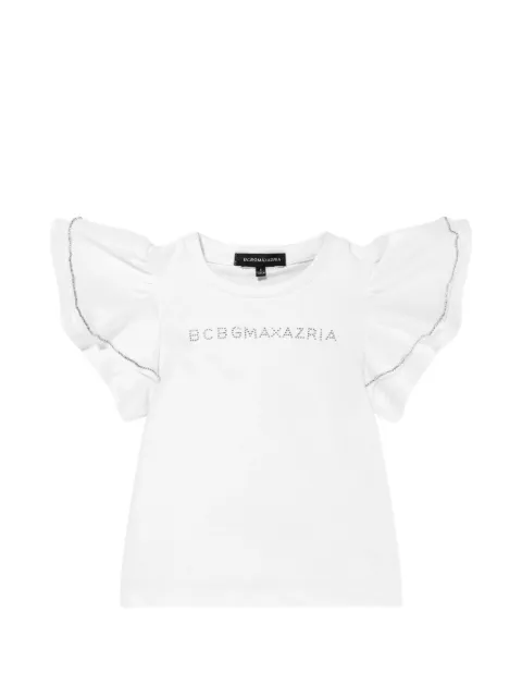 BCBG KIDS ruffled-sleeves rhinestone T-shirt