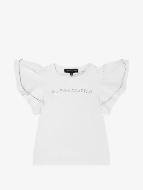 BCBG KIDS ruffled-sleeves rhinestone T-shirt