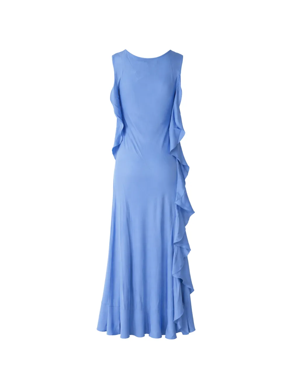  Silk95five Ruffled V-neck Midi Dress - Blue 