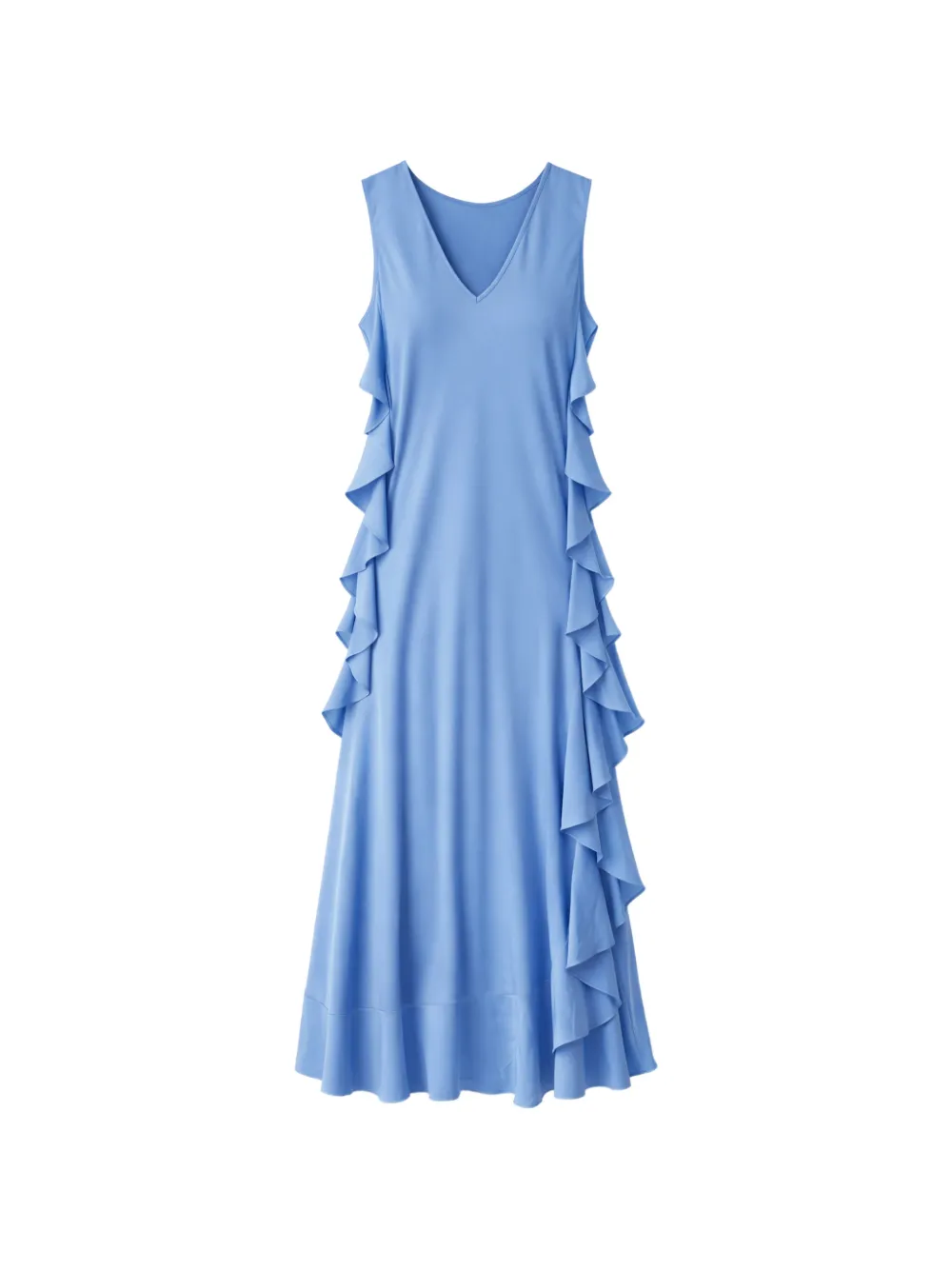 SILK95FIVE ruffled V-neck midi dress - Blau