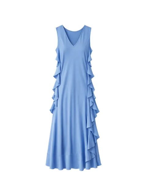 SILK95FIVE ruffled V-neck midi dress
