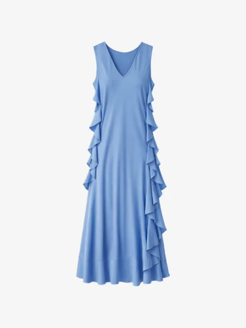 SILK95FIVE vestido midi con volantes y cuello en V