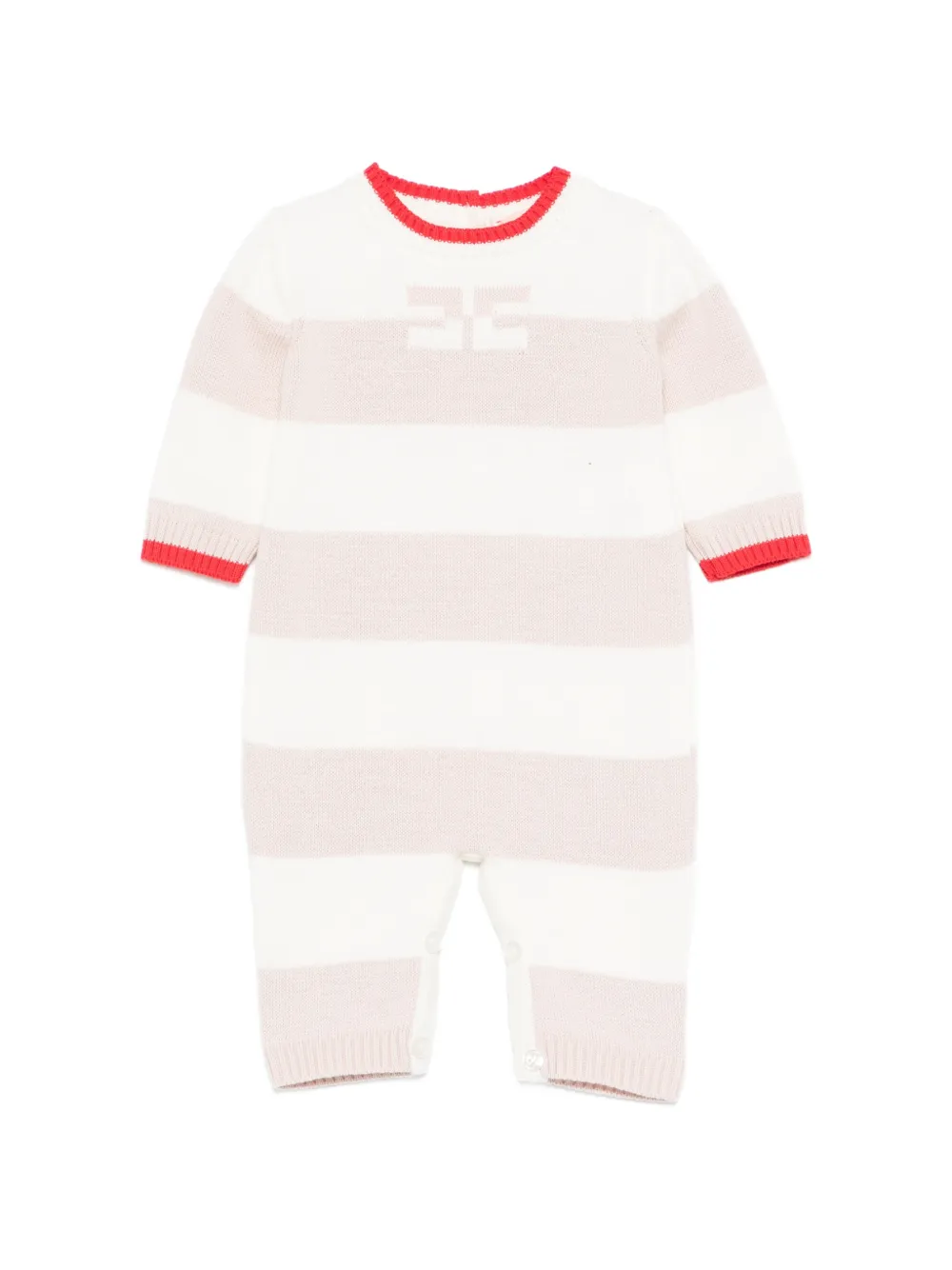 Elisabetta Franchi La Mia Bambina Tutina striped logo babygrow romper - Bianco