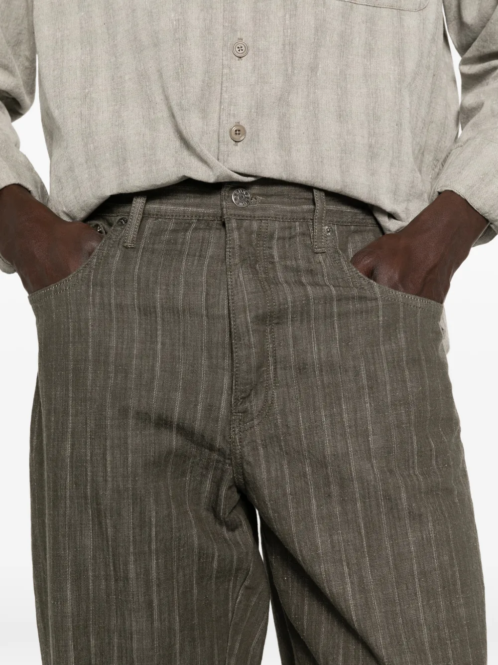 Sunflower Wide Twist gestreepte straight jeans Groen
