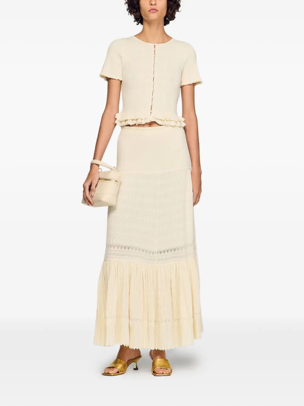  Sandro Ruffled Long Skirt - Neutrals 