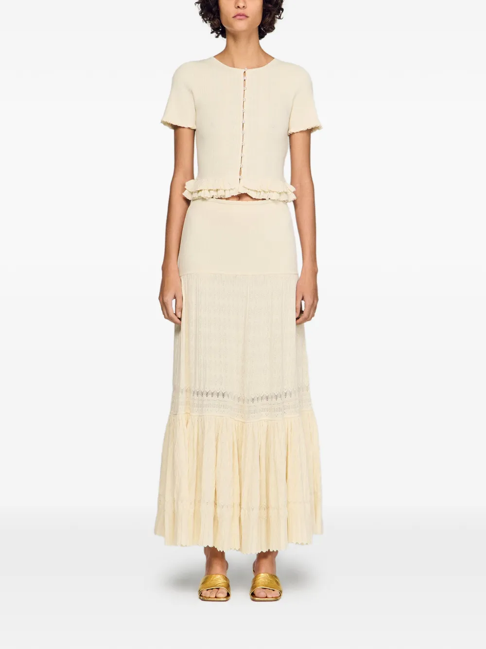  Sandro Ruffled Long Skirt - Neutrals 