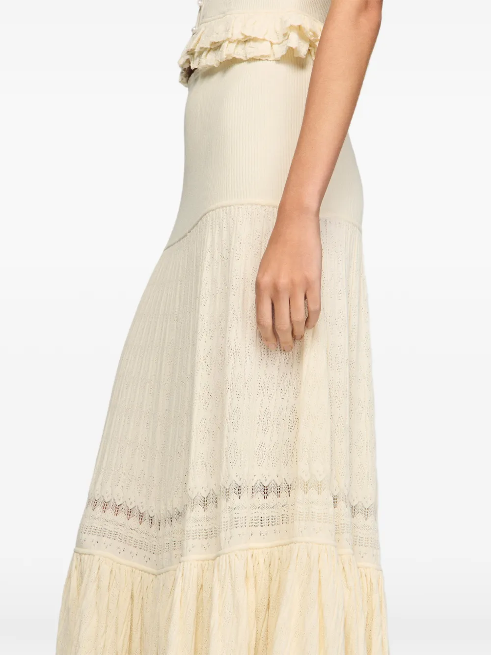 SANDRO Maxi-rok met ruches Beige