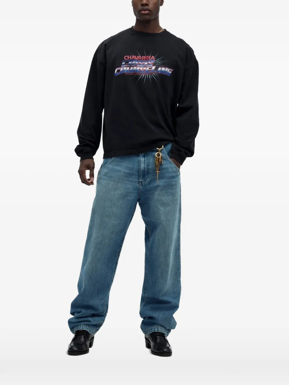 Willy Chavarria Crisis Counseling long-sleeve T-shirt - Nero