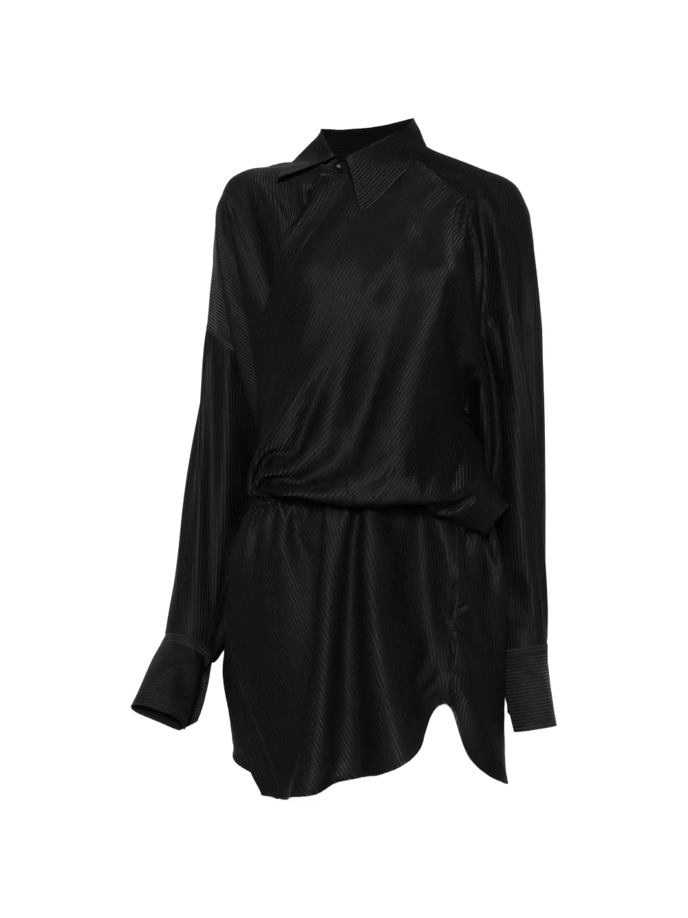 Petar Petrov striped gathered-waist mini shirt dress - Nero