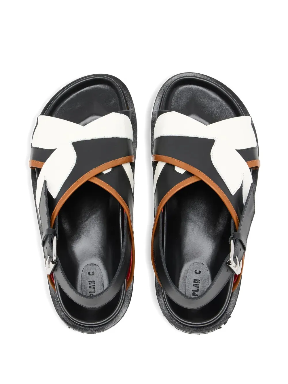 Plan C Criss Cross-strap Sandals In Black