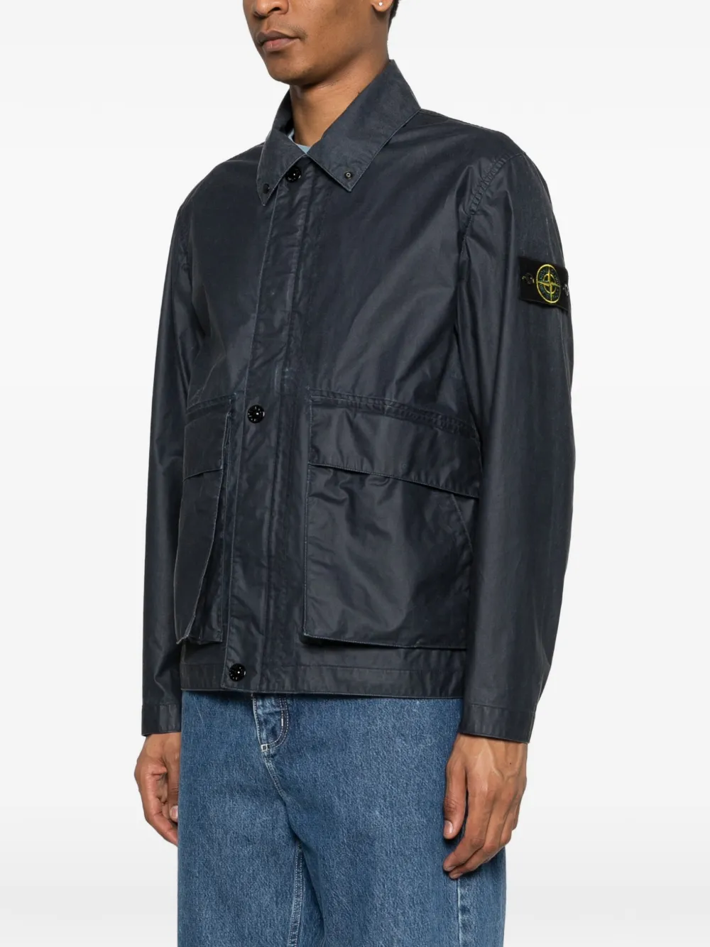  Stone Island Waxed Shirt Jacket - Blue 
