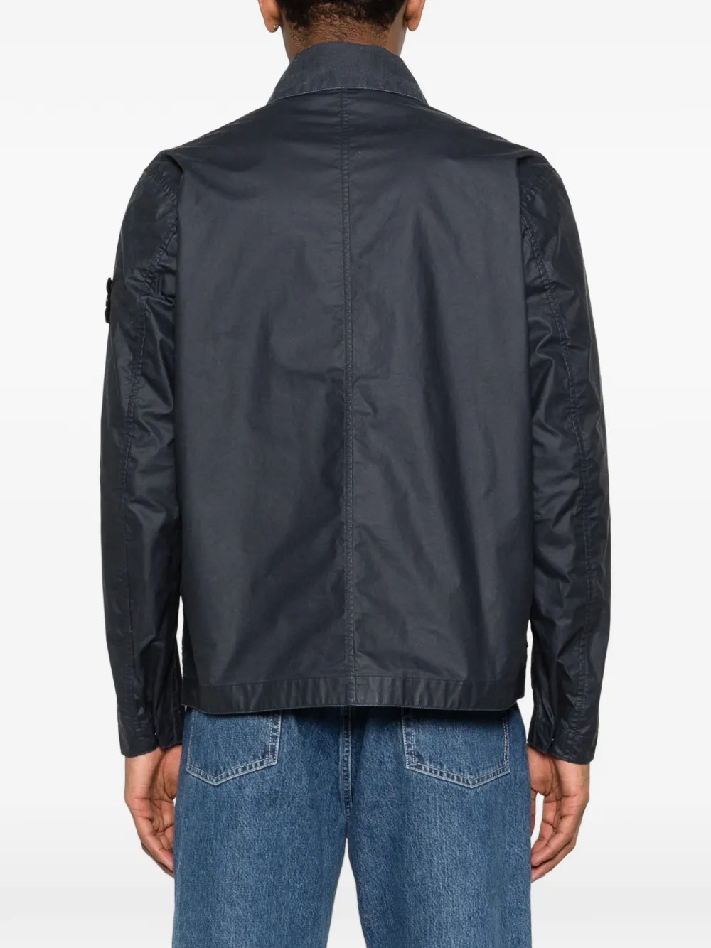 Stone Island 4100054 Tela gewaxt trainingsjack Blauw