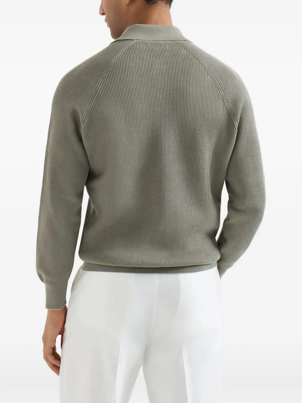 Brunello Cucinelli English geribbeld poloshirt Beige