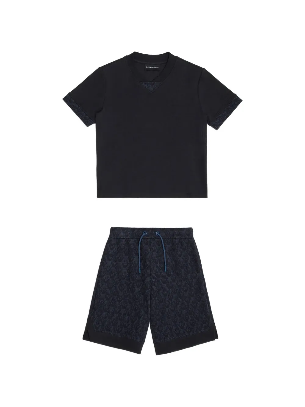 Emporio Armani Kids V-neck shorts set - Blu