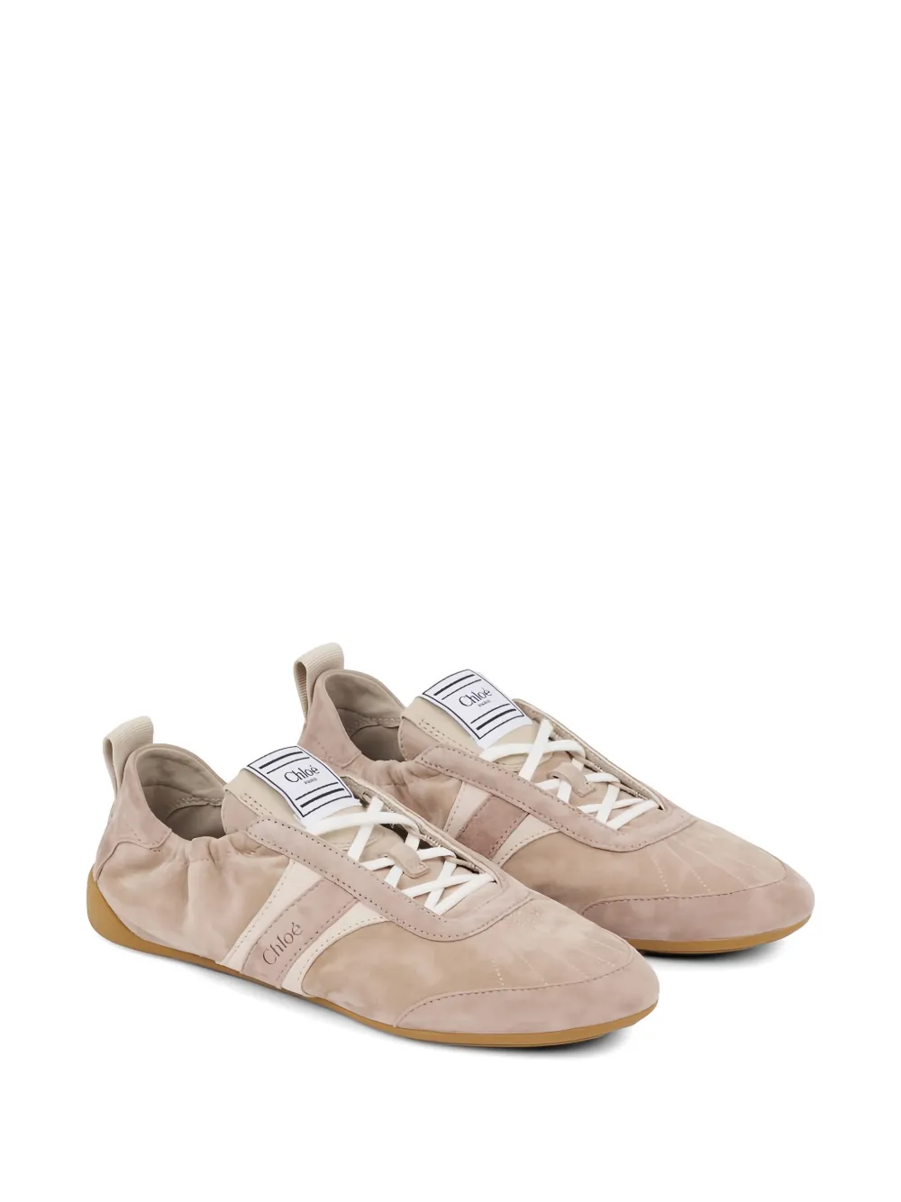 Chloé lace-up panelled sneakers Roze