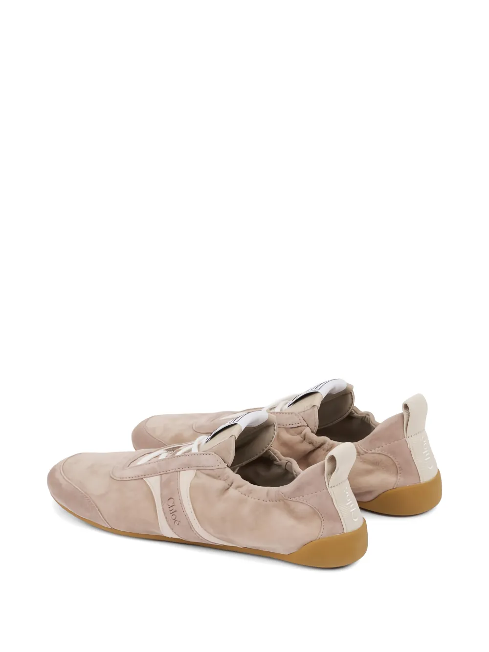 Chloé lace-up panelled sneakers Roze
