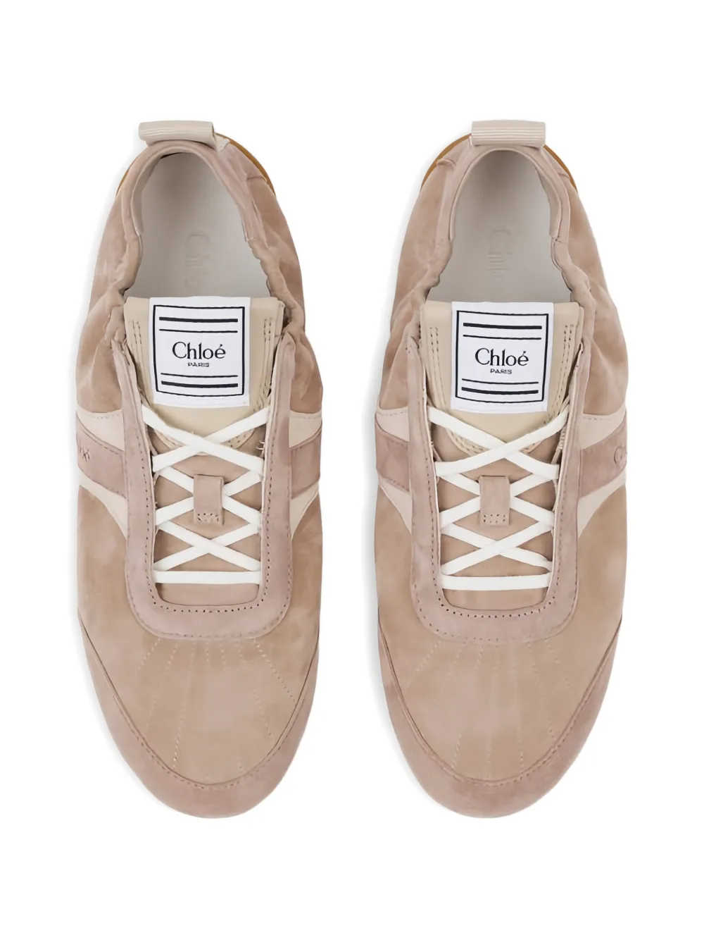 Chloé lace-up panelled sneakers Roze
