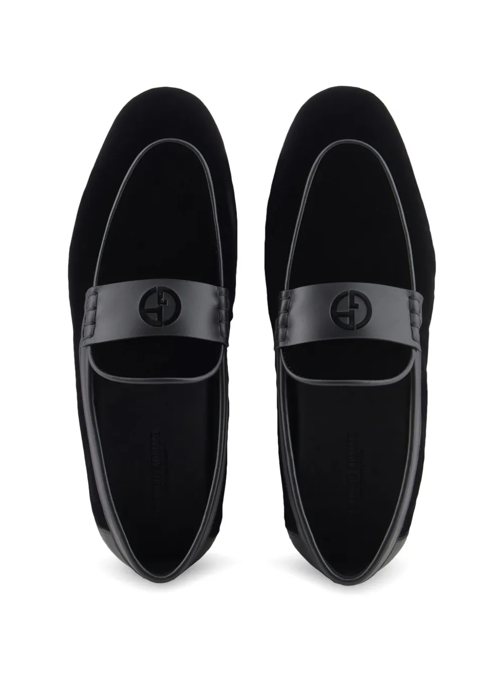 Giorgio Armani Loafers met logodetail Zwart