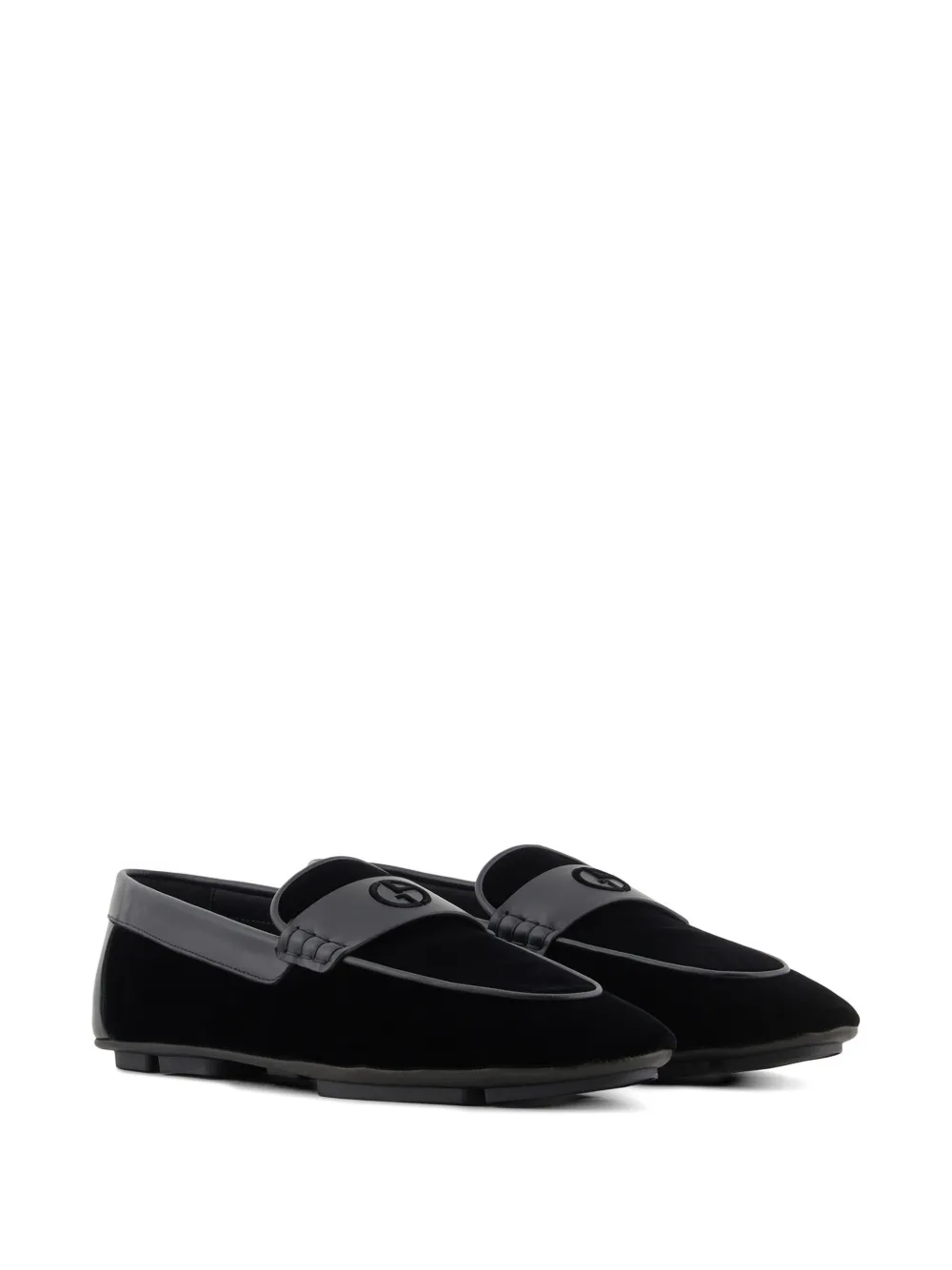 Giorgio Armani Loafers met logodetail Zwart