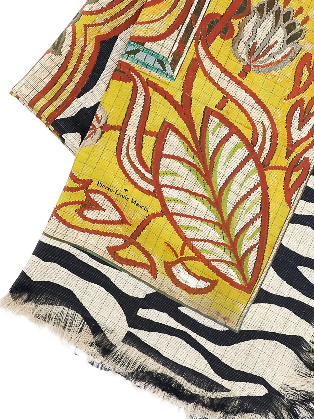  Pierre-louis Mascia Floral Zebra-print Scarf - Yellow 