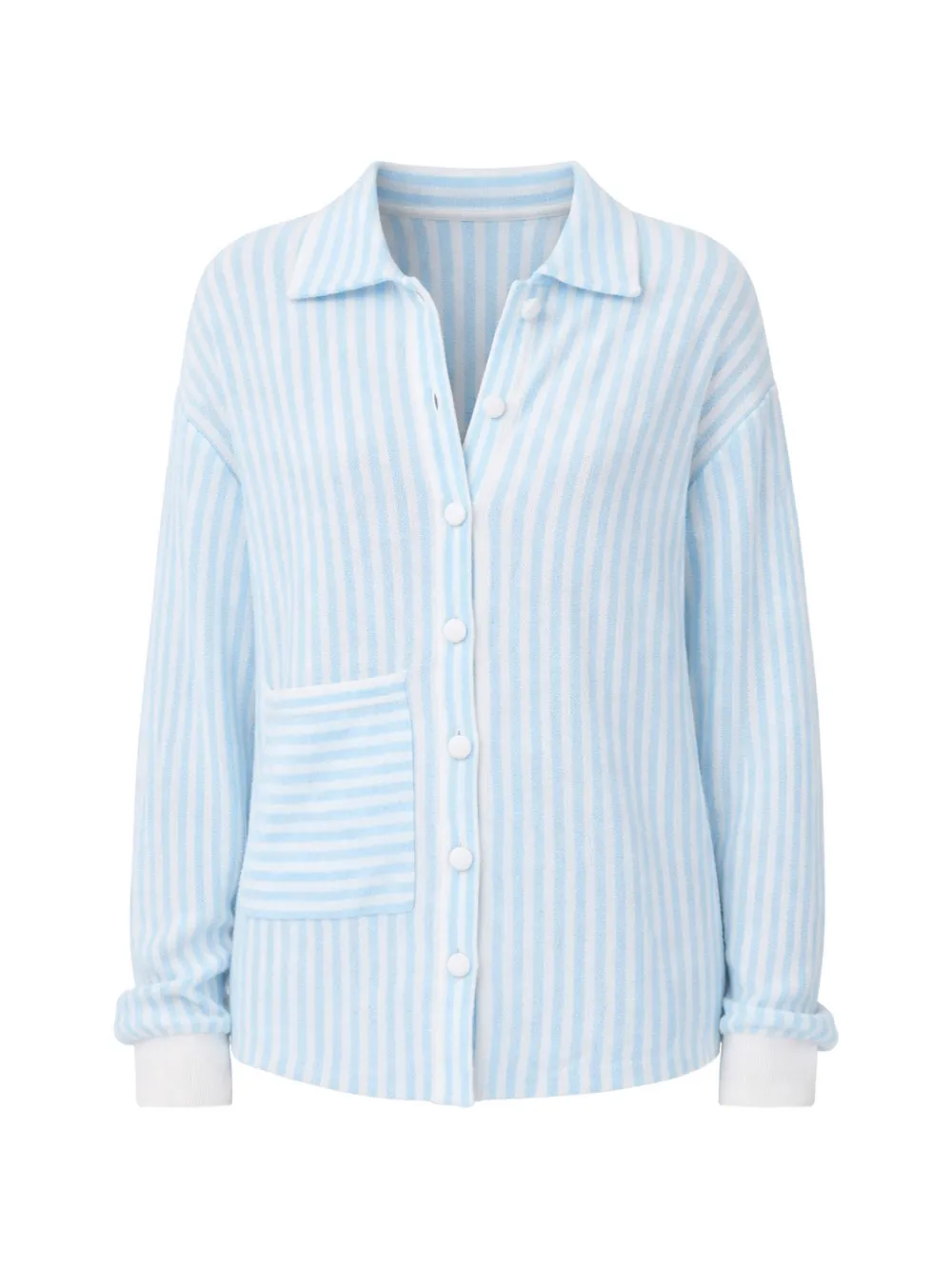 NOTSHY Angelina striped cashmere pocket shirt - Blu