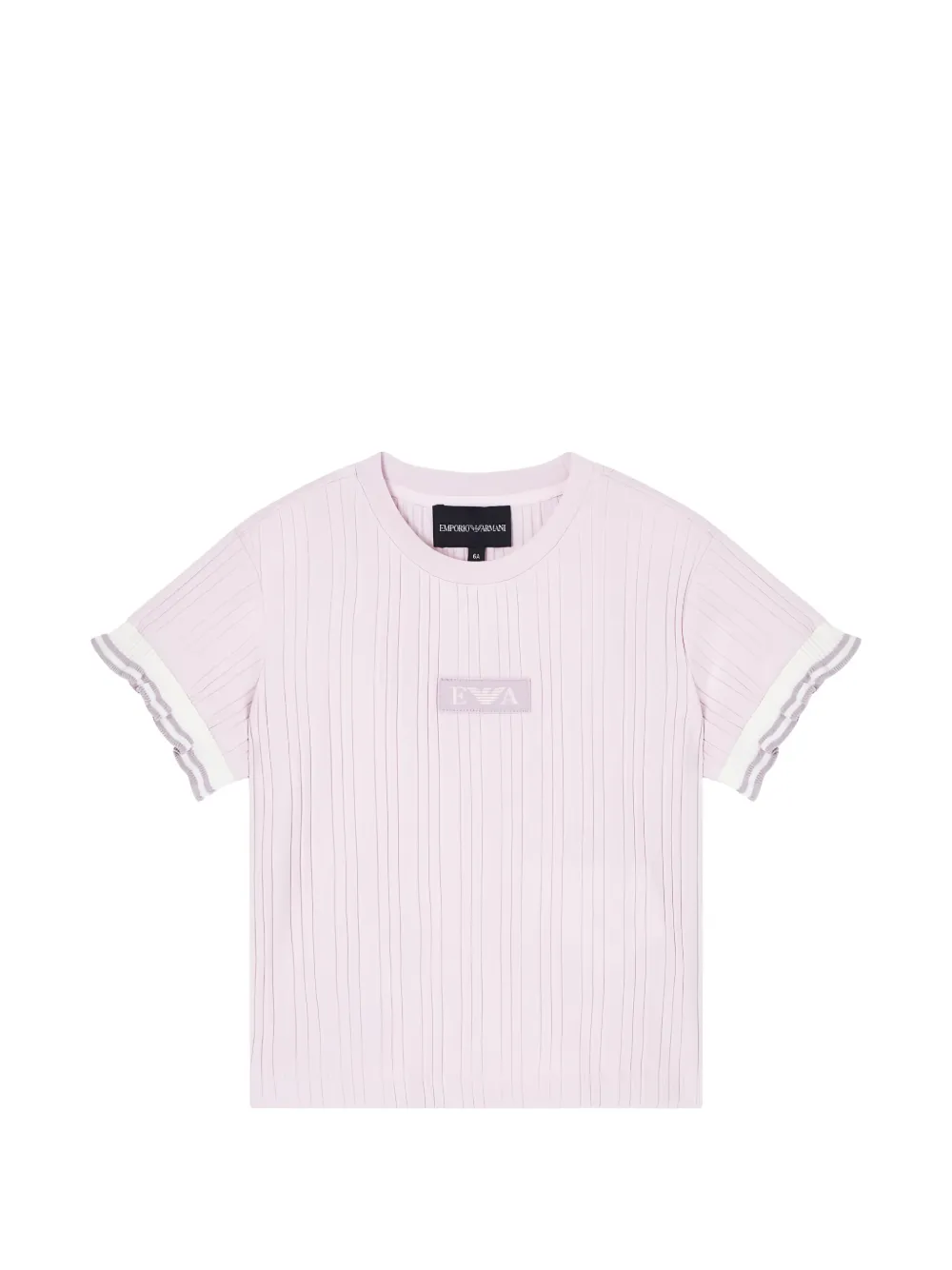 Emporio Armani Kids ruffled-sleeve T-shirt - Viola