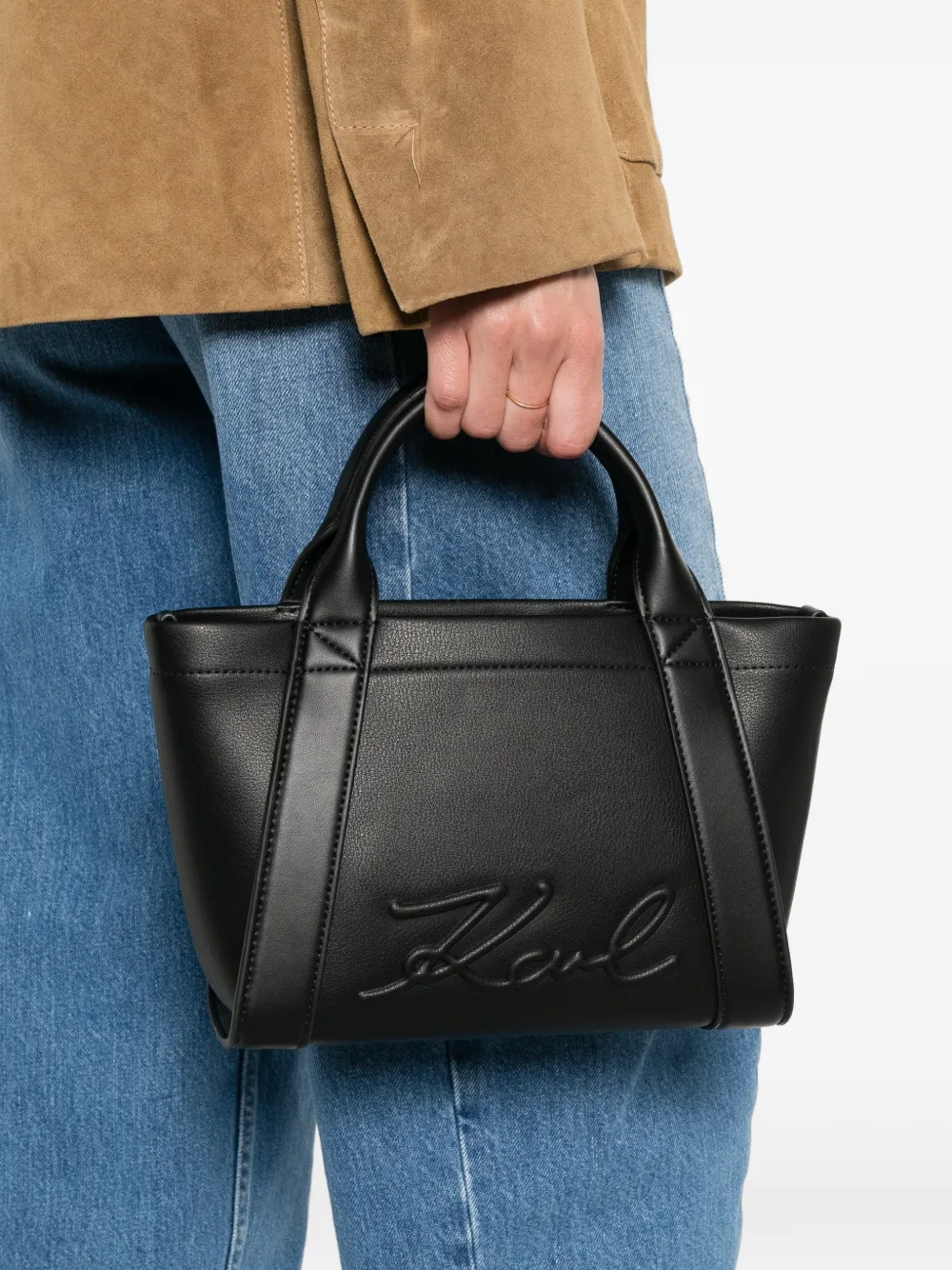  Karl Lagerfeld Small K/ville Embossed-logo Tote Bag - Black 