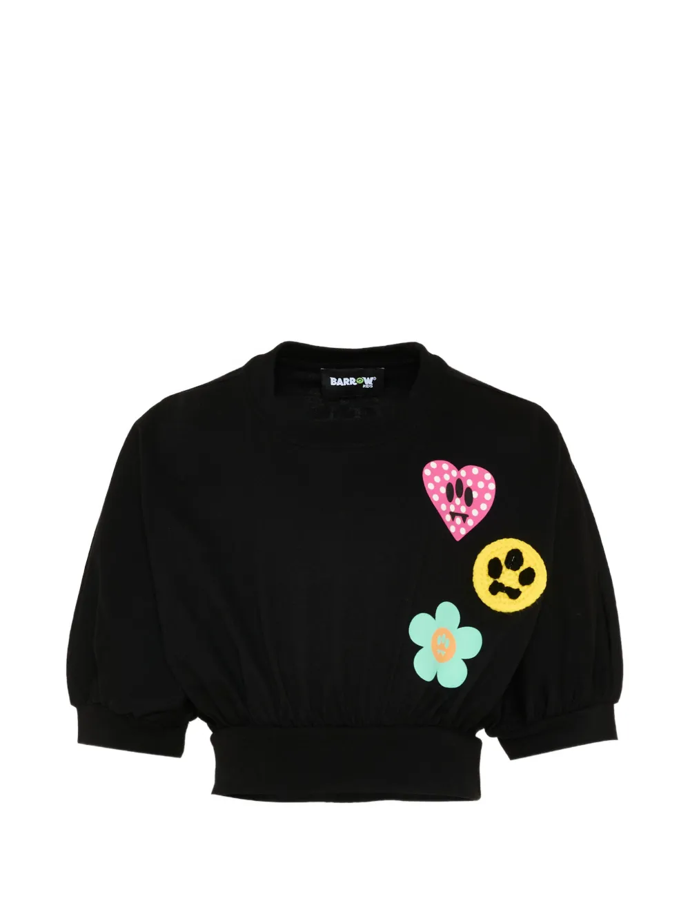 Barrow kids heart flower T-shirt - Nero