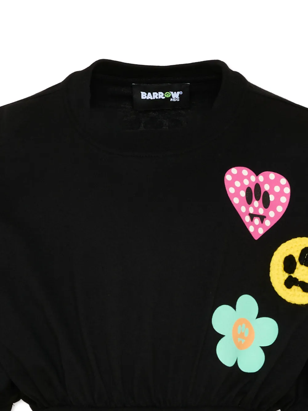 Barrow kids Heart Flower T-shirt Zwart