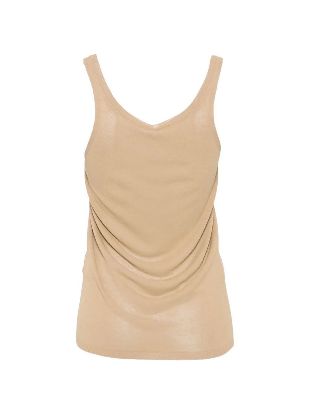 Petar Petrov Fijngebreide tanktop met diepe ronde hals Beige